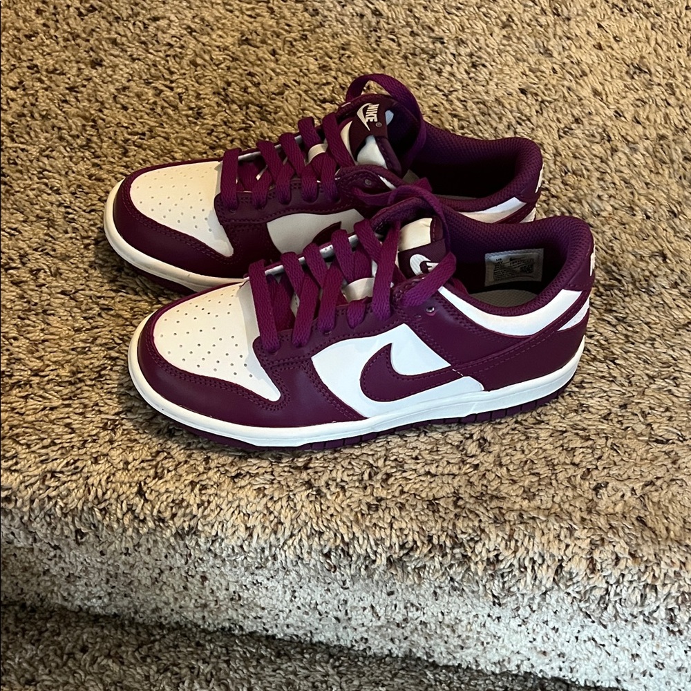 Nike Dunk Low Kid’s Purple and White Sneakers